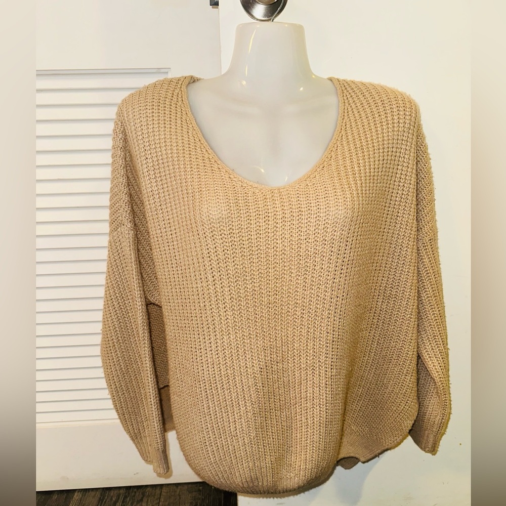 Anthropologie Luna Ivy Woman’s Elegant Cozy V Neck Knit Sweater B8 - Picture 5 of 5